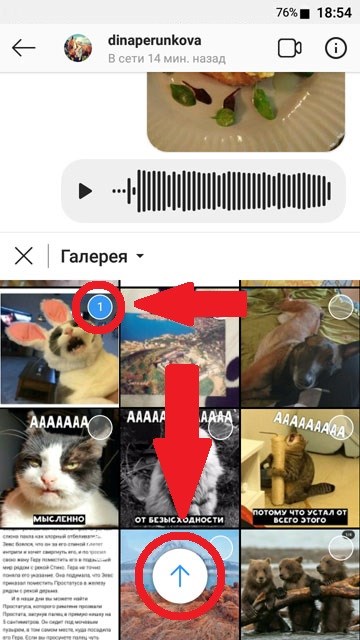 Отправить фото из галереи в директ. Скриншот 2